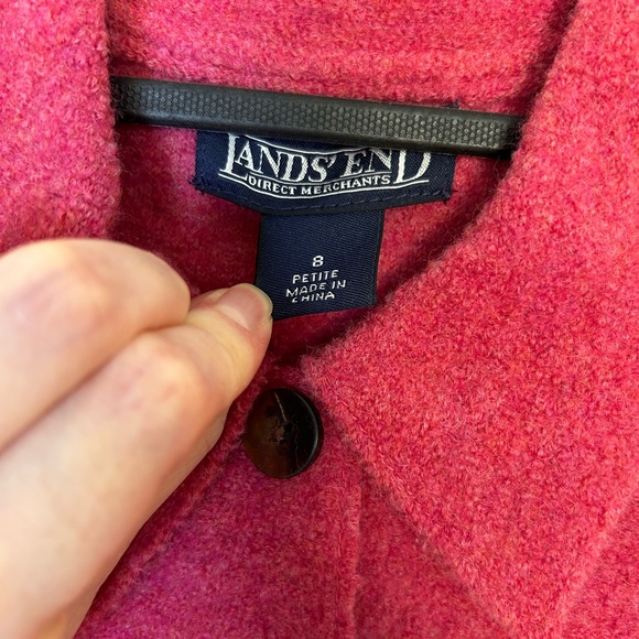 Lands End 100%‎ Wool Jacket Size 8 Petite Pink Vintage Sweater Boiled Wool - Picture 2 of 4